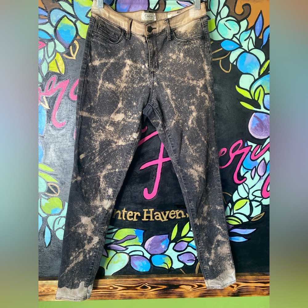 Black Bleached Upcycled Jessica Simpson Jeans size 8/29
